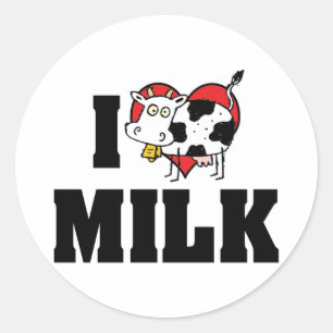 I Love Heart Milk - Cow Juice Dairy Lover Classic Round Sticker