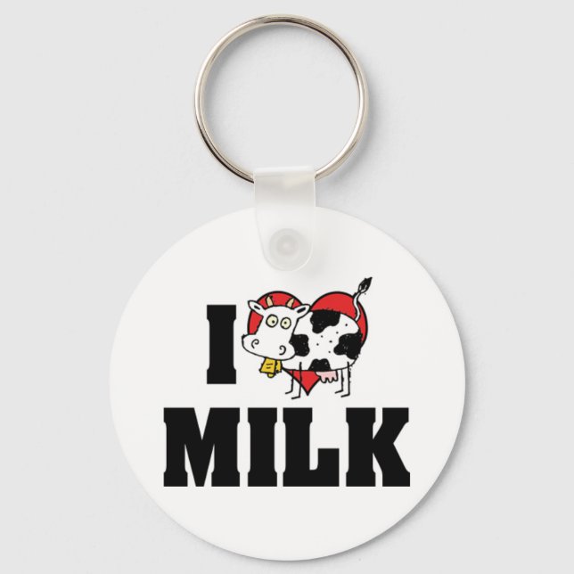 I Love Heart Milk - Cow Juice Dairy Lover Key Ring (Front)