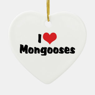 I Love Heart Mongooses - Mongoose Lover Ceramic Tree Decoration