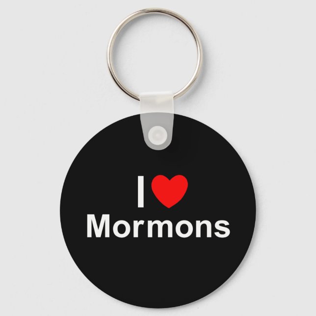 I Love (Heart) Mormons Key Ring (Front)