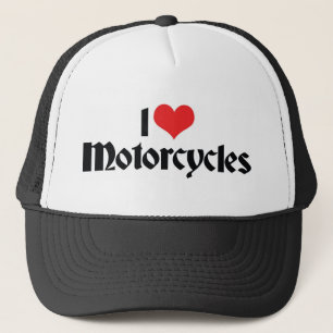 I Love Heart Motorcycles Trucker Hat