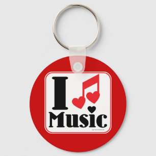 I Love Heart Music Logo Slogan Key Ring