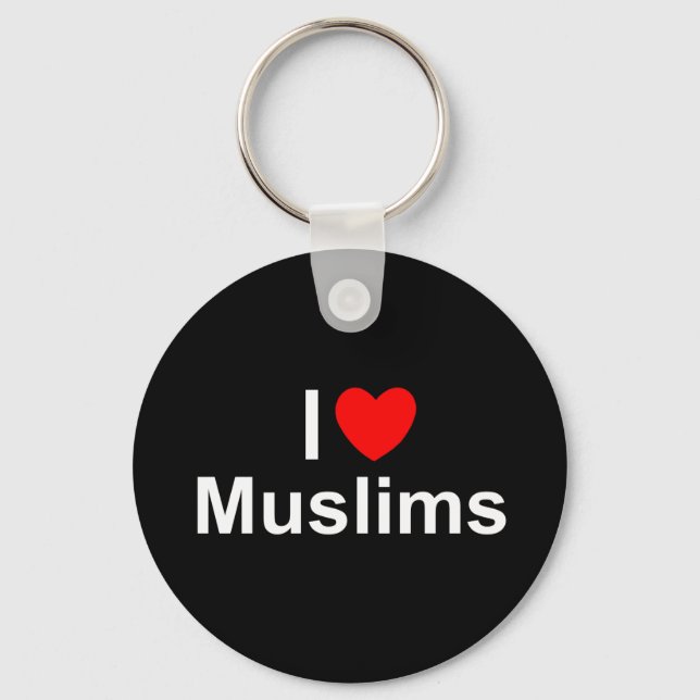 I Love (Heart) Muslims Key Ring (Front)