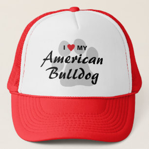 I Love (Heart) My American Bulldog Trucker Hat
