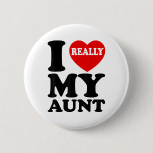 I Love (heart) My Aunt For Nephew And Niece Family 6 Cm Round Badge