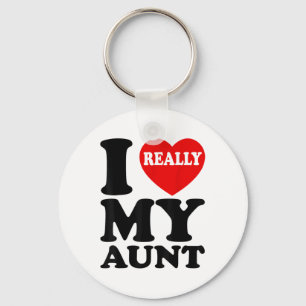 I Love (heart) My Aunt For Nephew And Niece Family Key Ring