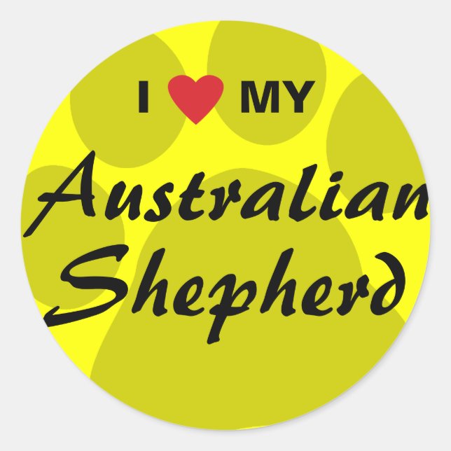 I Love (Heart) My Australian Shepherd Classic Round Sticker (Front)