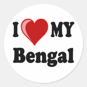 I Love (Heart) My Bengal Cat Classic Round Sticker