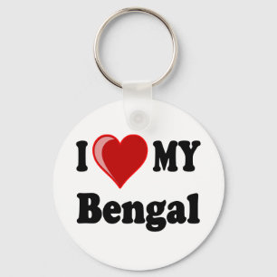 I Love (Heart) My Bengal Cat Key Ring