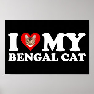 I Love (Heart) My Bengal Cat Poster