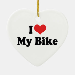 I Love Heart My Bike - Bicycle Motorcycle Lover Ceramic Tree Decoration