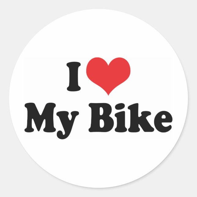 I Love Heart My Bike - Bicycle Motorcycle Lover Classic Round Sticker (Front)