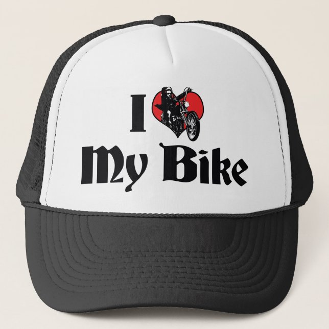 I Love Heart My Bike - Bicycle Motorcycle Lover Trucker Hat (Front)