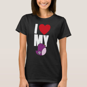 I Love Heart My Bird Purple  Teams Men Women Girls T-Shirt