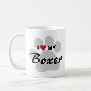 I Love (Heart) My Boxer Pawprint Coffee Mug