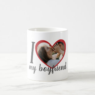 I love heart my boyfriend custom photo coffee mug