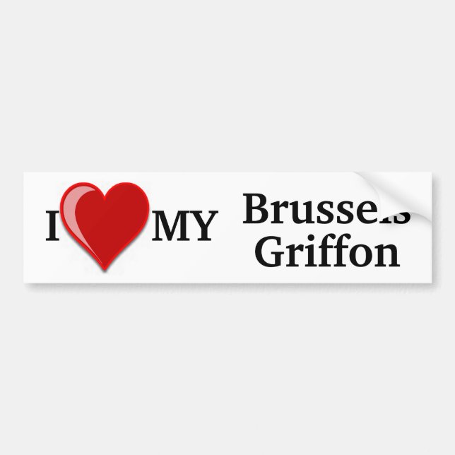 I Love (Heart) My Brussels Griffon Dog Sticker (Front)