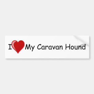 I Love (Heart) My Caravan Hound Dog Bumper Sticker
