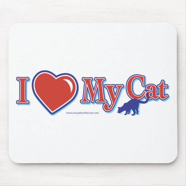 I Love Heart My Cat Mouse Mat (Front)