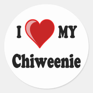 I Love (Heart) My Chiweenie Dog Classic Round Sticker