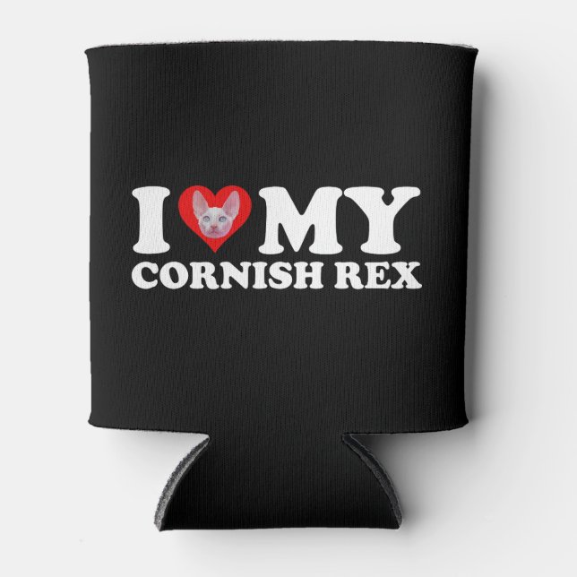 I Love (Heart) My Cornish Rex Can Cooler (Front)