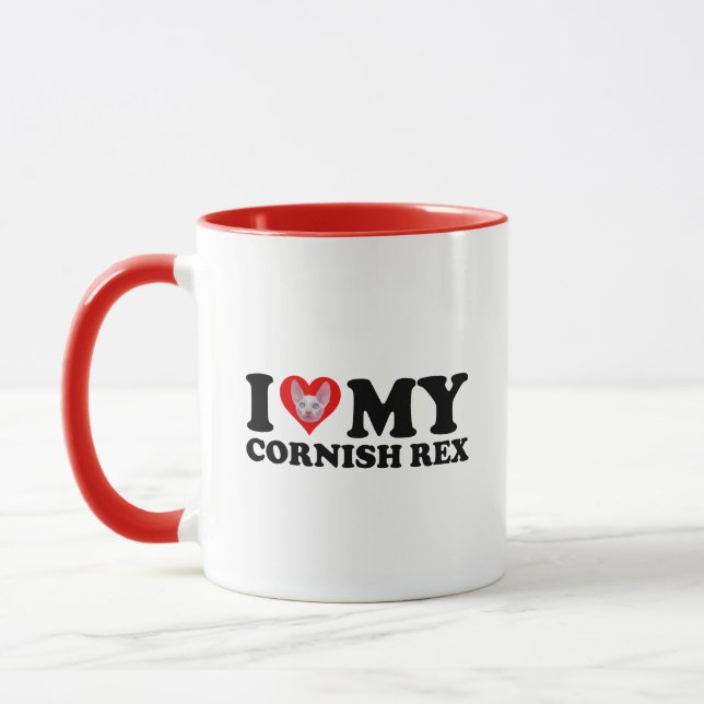 I Love (Heart) My Cornish Rex Mug (Left)