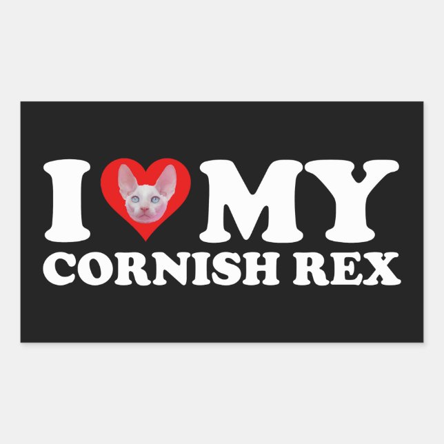 I Love (Heart) My Cornish Rex Rectangular Sticker (Front)