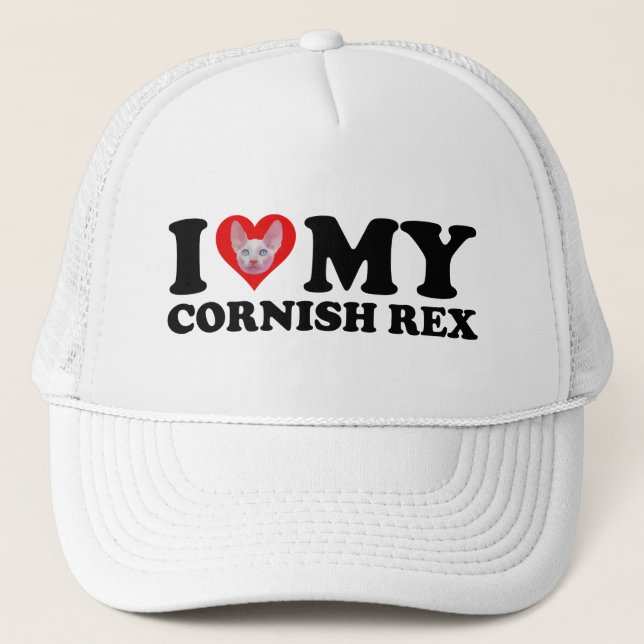 I Love (Heart) My Cornish Rex Trucker Hat (Front)
