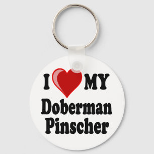 I Love (Heart) My Doberman Pinscher Dog Key Ring