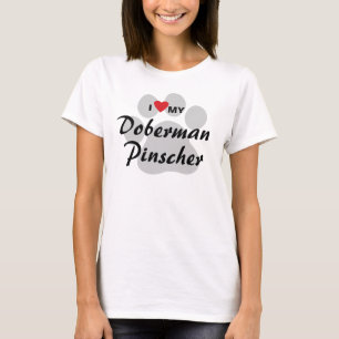 I Love (Heart) My Doberman Pinscher Pawprint T-Shirt