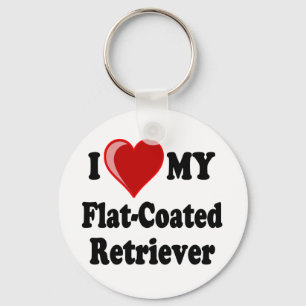 I Love (Heart) My Flat-Coated Retriever Dog Key Ring