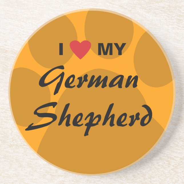 I Love (Heart) My German Shepherd Coaster (Front)