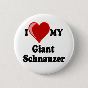 I Love (Heart) My Giant Schnauzer Dog 6 Cm Round Badge