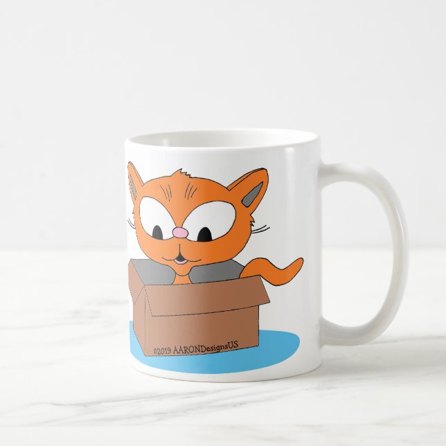 I Love (heart) MY GINGER CAT Cute Cat in Box Coffee Mug (Right)