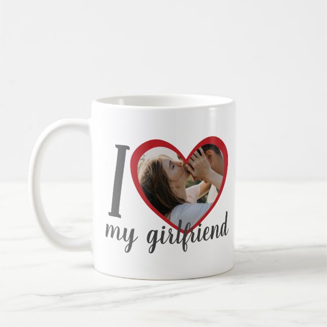 I love heart my girlfriend custom photo coffee mug (Left)