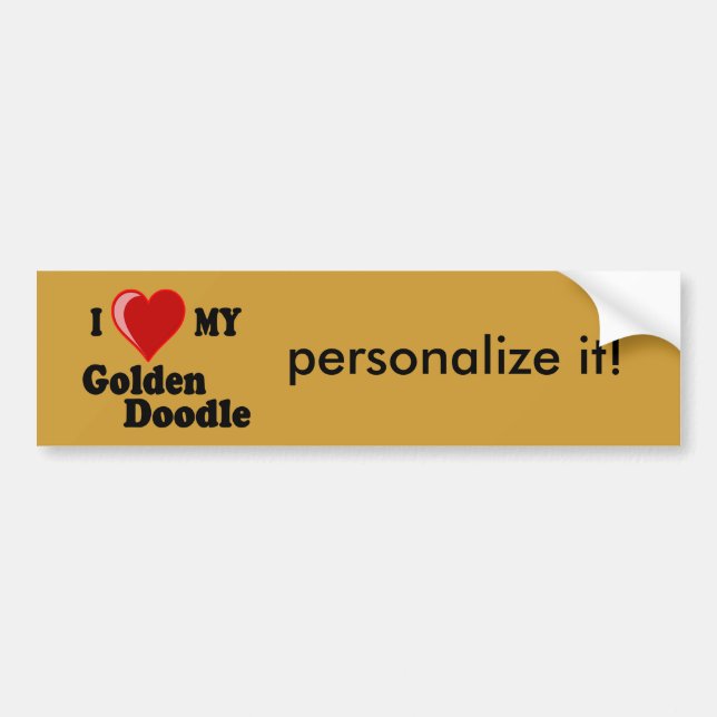 I Love (Heart) My Golden Doodle Dog Bumper Sticker (Front)