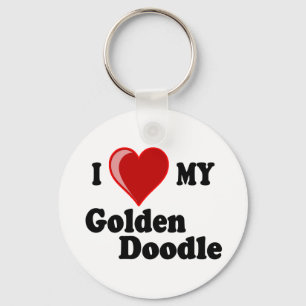 I Love (Heart) My Golden Doodle Dog Key Ring