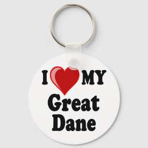 I Love (Heart) My Great Dane Dog Key Ring