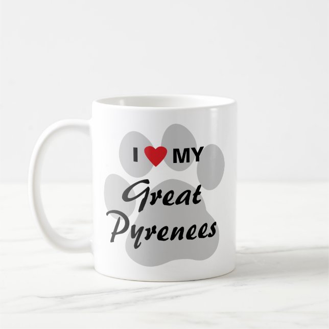 I Love (Heart) My Great Pyrenees Coffee Mug (Left)