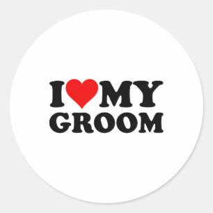 I Love Heart My Groom Husband Fiance Classic Round Sticker