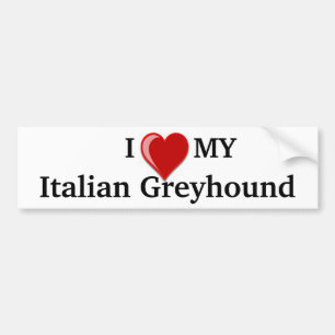 I Love (Heart) My Italian Greyhound Dog Bumper Sticker