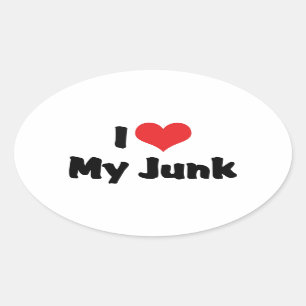 I Love Heart My Junk - Antique Picker Collector Oval Sticker