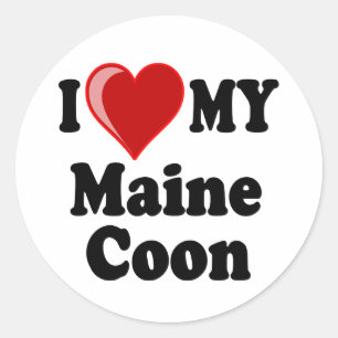 I Love (Heart) My Maine Coon Cat Classic Round Sticker