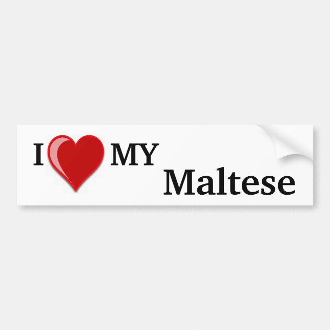 I Love (Heart) My Maltese Dog Bumper Sticker (Front)