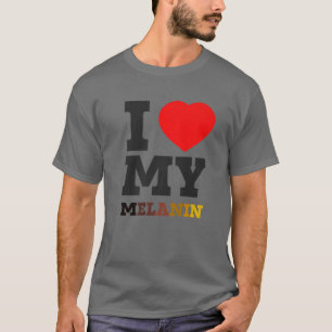 I Love (Heart) My Melanin Black History Month Afro T-Shirt