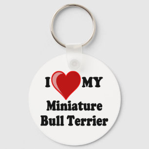 I Love (Heart) My Miniature Bull Terrier Dog Key Ring