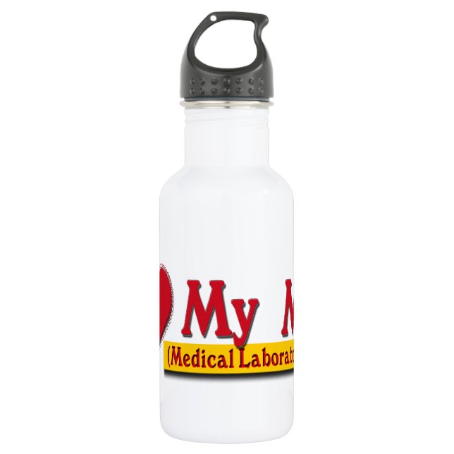 I LOVE (HEART) MY MLT! MEDICAL LAB TECH 532 ML WATER BOTTLE (Front)
