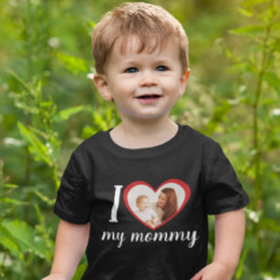 I love heart my mummy custom photo black baby T-Shirt