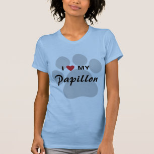 I Love (Heart) My Papillon Pawprint T-Shirt