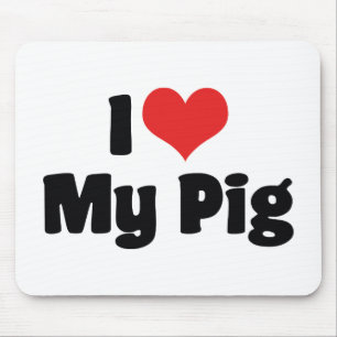I Love Heart My Pig Mouse Mat